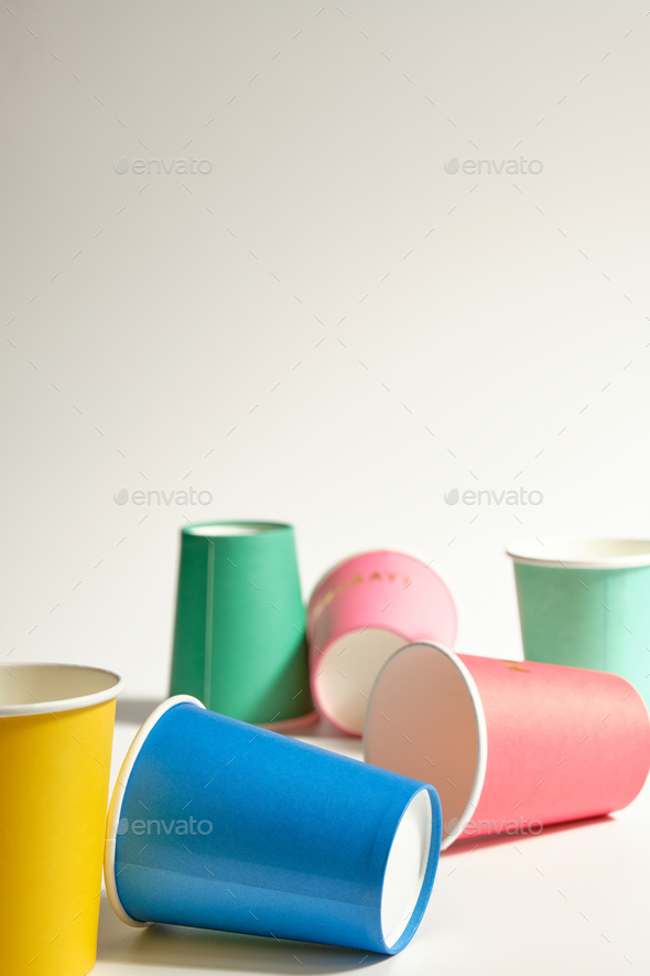 colored cardboard cups Stock Photo by alfotomp PhotoDune